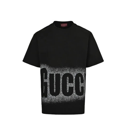 Gucci Black Lower-Body Spray Noise Wordmark Heavyweight Tee