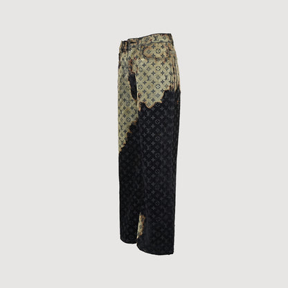 Louis Vuitton Dual Monogram Bleached Wide-Leg Jeans — Tan x Black