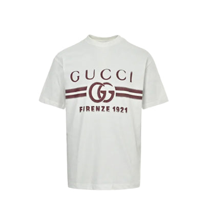 Gucci Ivory Double-G Stripe Wordmark Graphic Tee