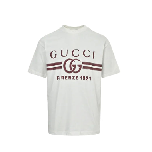 Gucci Ivory Double-G Stripe Wordmark Graphic Tee