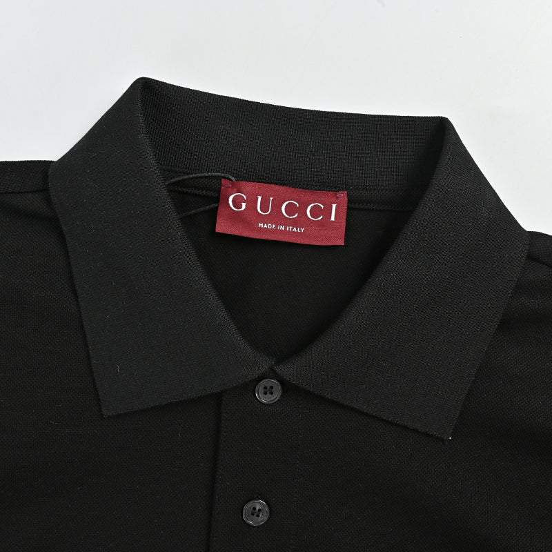 Gucci Black Fine Knit Polo Shirt