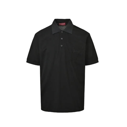 Gucci Black Fine Knit Polo Shirt