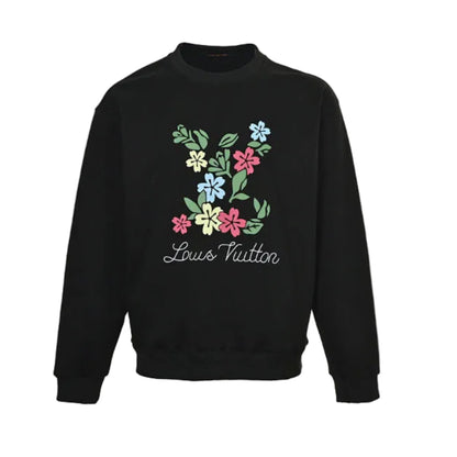 Louis Vuitton Floral Letter Embroidery Crewneck – Black