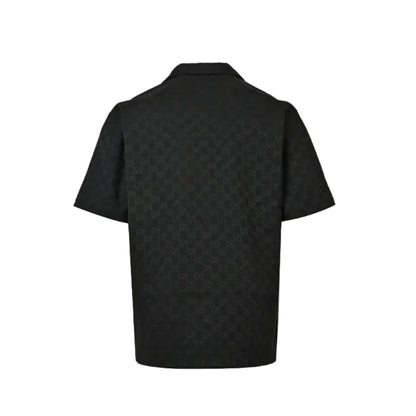 Gucci Black Tonal Double-G Jacquard Camp Collar Shirt