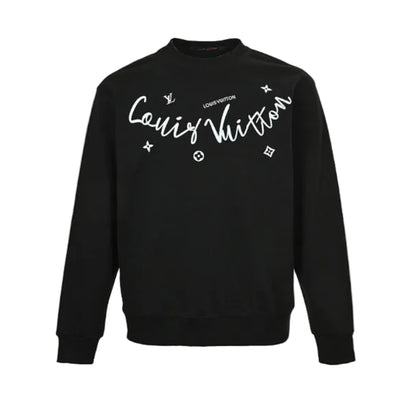 Louis Vuitton Cursive Signature Monogram Crewneck – Black