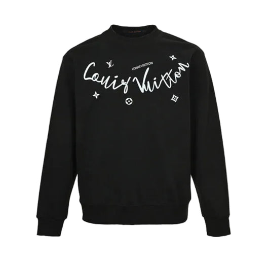 Louis Vuitton Cursive Signature Monogram Crewneck – Black