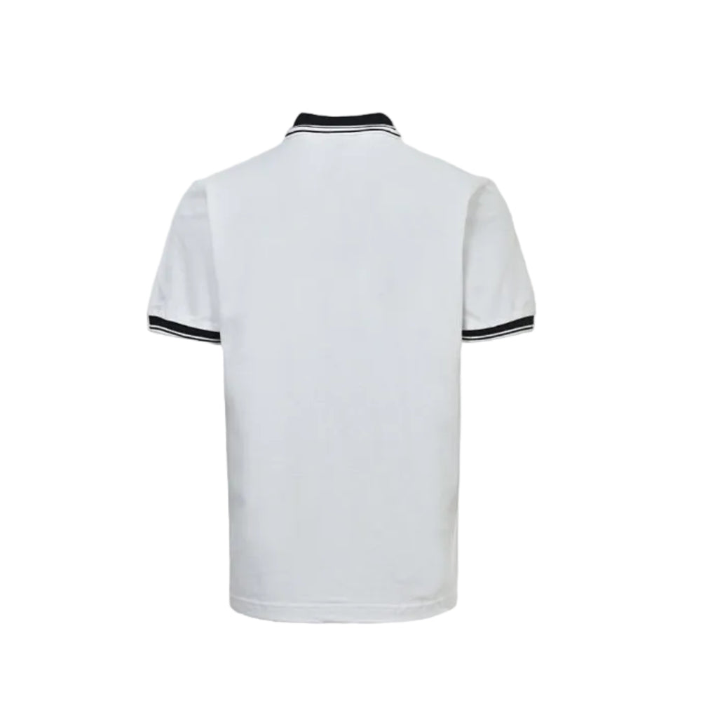 Gucci White Navy Tipped Collar GG Circle Badge Piqué Polo