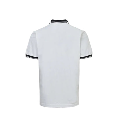 Gucci White Navy Tipped Collar GG Circle Badge Piqué Polo