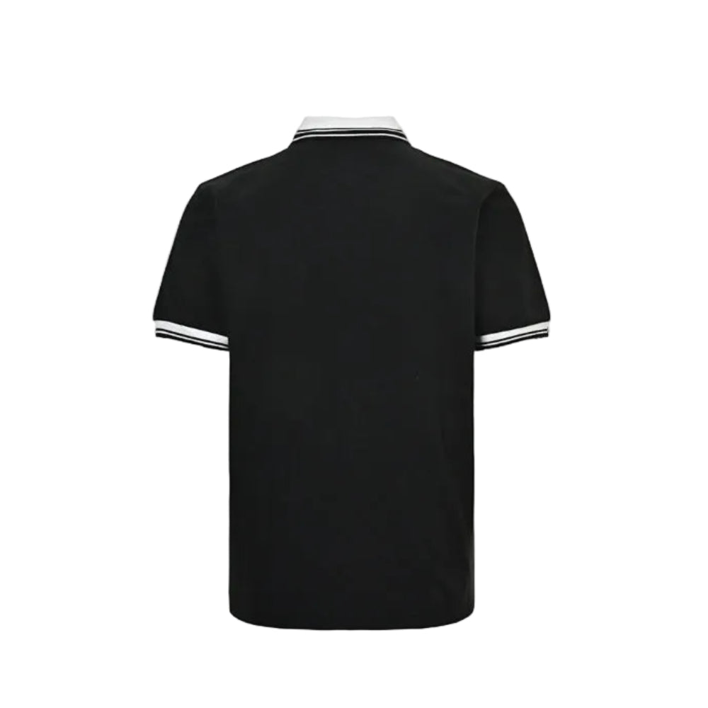 Gucci Black White Tipped Collar GG Circle Badge Piqué Polo
