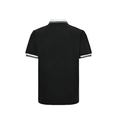 Gucci Black White Tipped Collar GG Circle Badge Piqué Polo