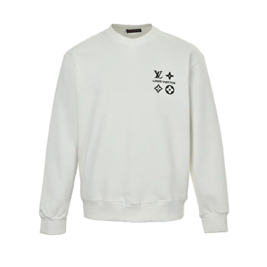 Louis Vuitton Monogram Icon Grid Embroidery Crewneck – White