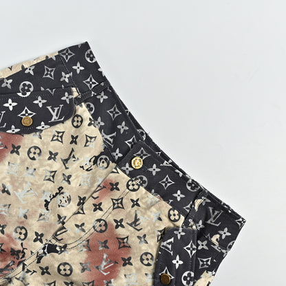 Louis Vuitton Monogram Floral Patchwork Cargo Shorts — Black x Ecru