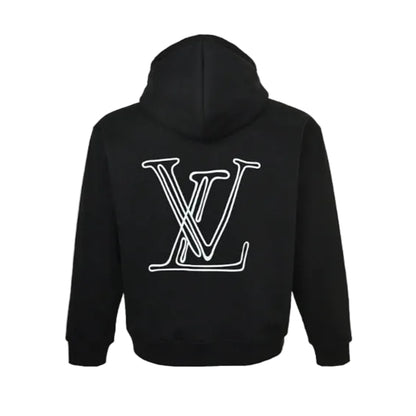 Louis Vuitton Cursive Script Embroidery Hoodie – Black