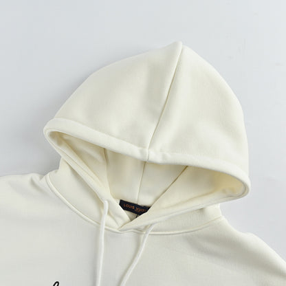 Louis Vuitton Cursive Script Embroidery Hoodie – Cream