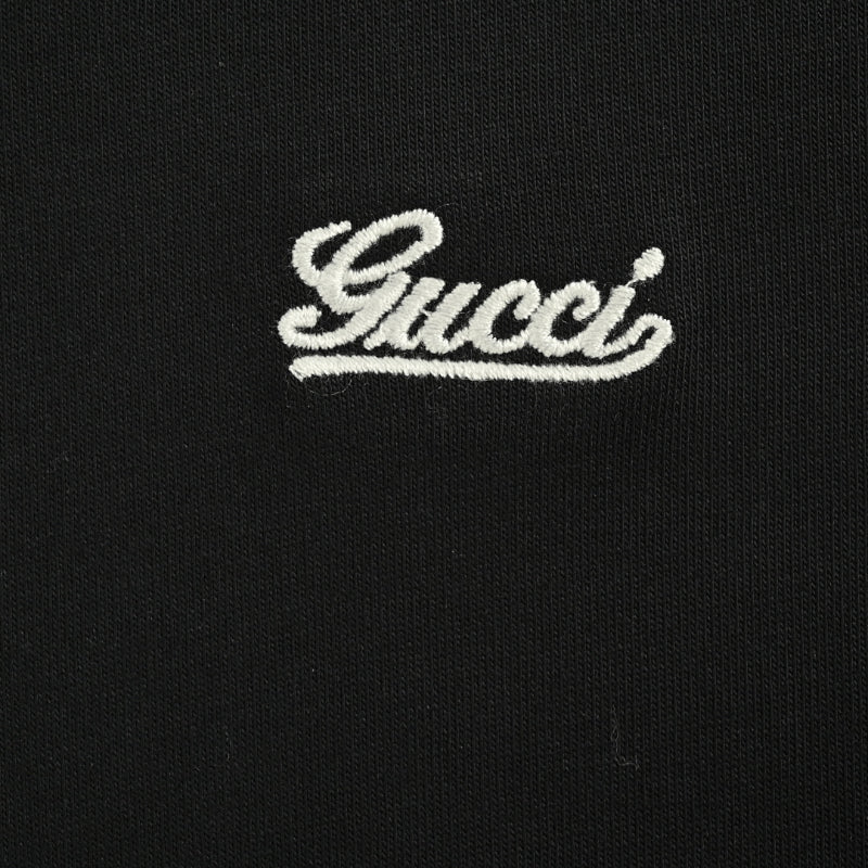 Gucci Black All-Over Script Logo Embroidered Heavyweight Tee