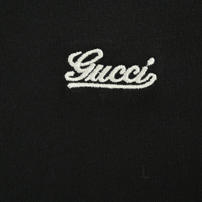 Gucci Black All-Over Script Logo Embroidered Heavyweight Tee