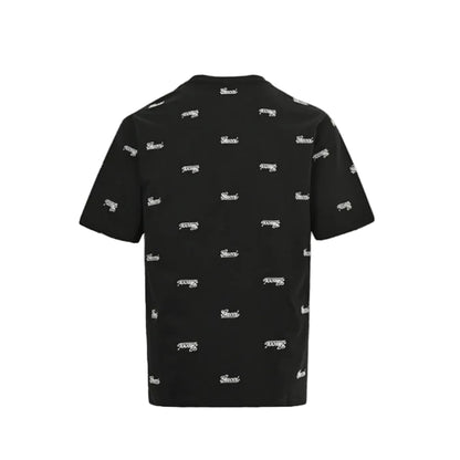 Gucci Black All-Over Script Logo Embroidered Heavyweight Tee