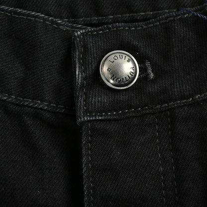 Louis Vuitton Oversized Tonal Monogram Wide-Leg Jeans — Black