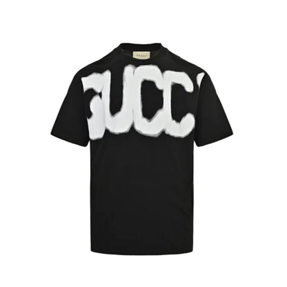Gucci Black Dual Brand Spray Paint Oversized Wordmark Heavyweight Tee