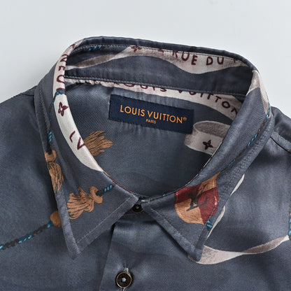 Louis Vuitton Royal Crest Allover Print Silk Shirt – Steel Blue