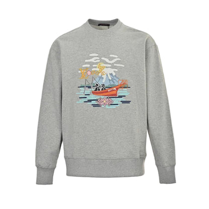 Louis Vuitton Travel Scene Embroidery Crewneck – Heather Grey
