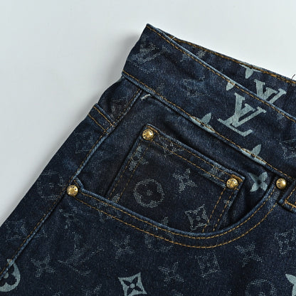 Louis Vuitton Monogram All-Over Denim Shorts — Dark Navy