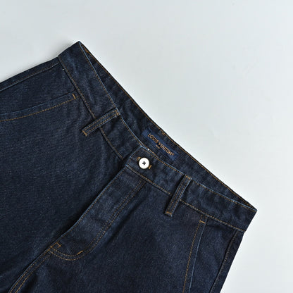 Louis Vuitton Signature Badge Denim Shorts — Raw Navy