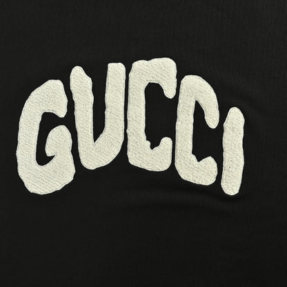 Gucci Black Heavyweight Cotton Crewneck Sweatshirt with Bubble Letter Wordmark