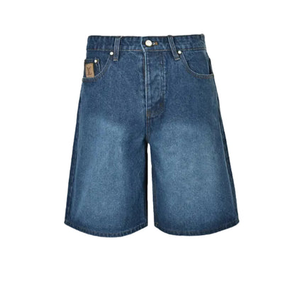 Louis Vuitton Leather Patch Washed Denim Shorts — Mid Blue