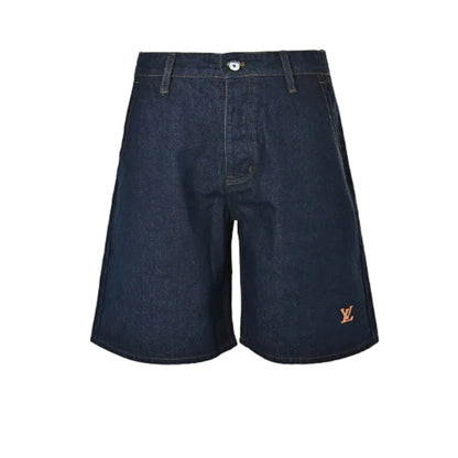 Louis Vuitton Signature Badge Denim Shorts — Raw Navy