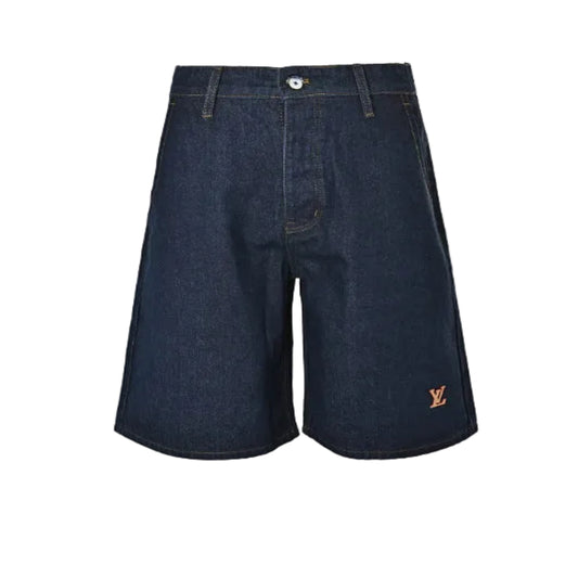Louis Vuitton Signature Badge Denim Shorts — Raw Navy