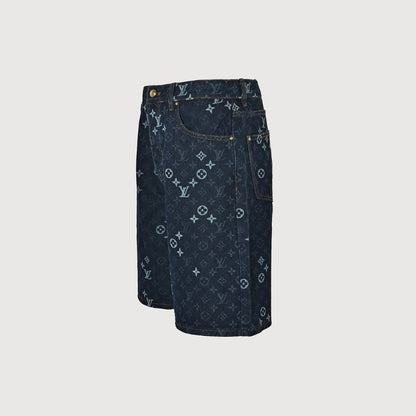 Louis Vuitton Monogram All-Over Denim Shorts — Dark Navy