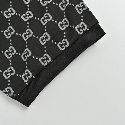 Gucci Black GG Jacquard Knit Polo