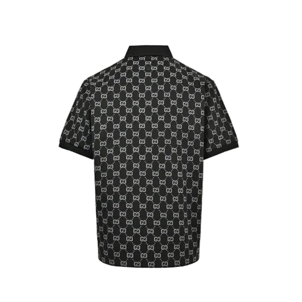 Gucci Black GG Jacquard Knit Polo