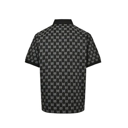 Gucci Black GG Jacquard Knit Polo