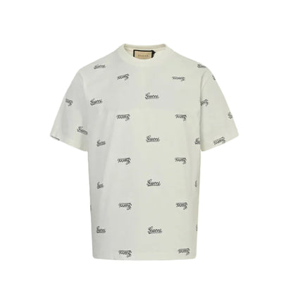 Gucci Off-White All-Over Script Logo Print Heavyweight Tee