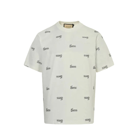 Gucci Off-White All-Over Script Logo Print Heavyweight Tee