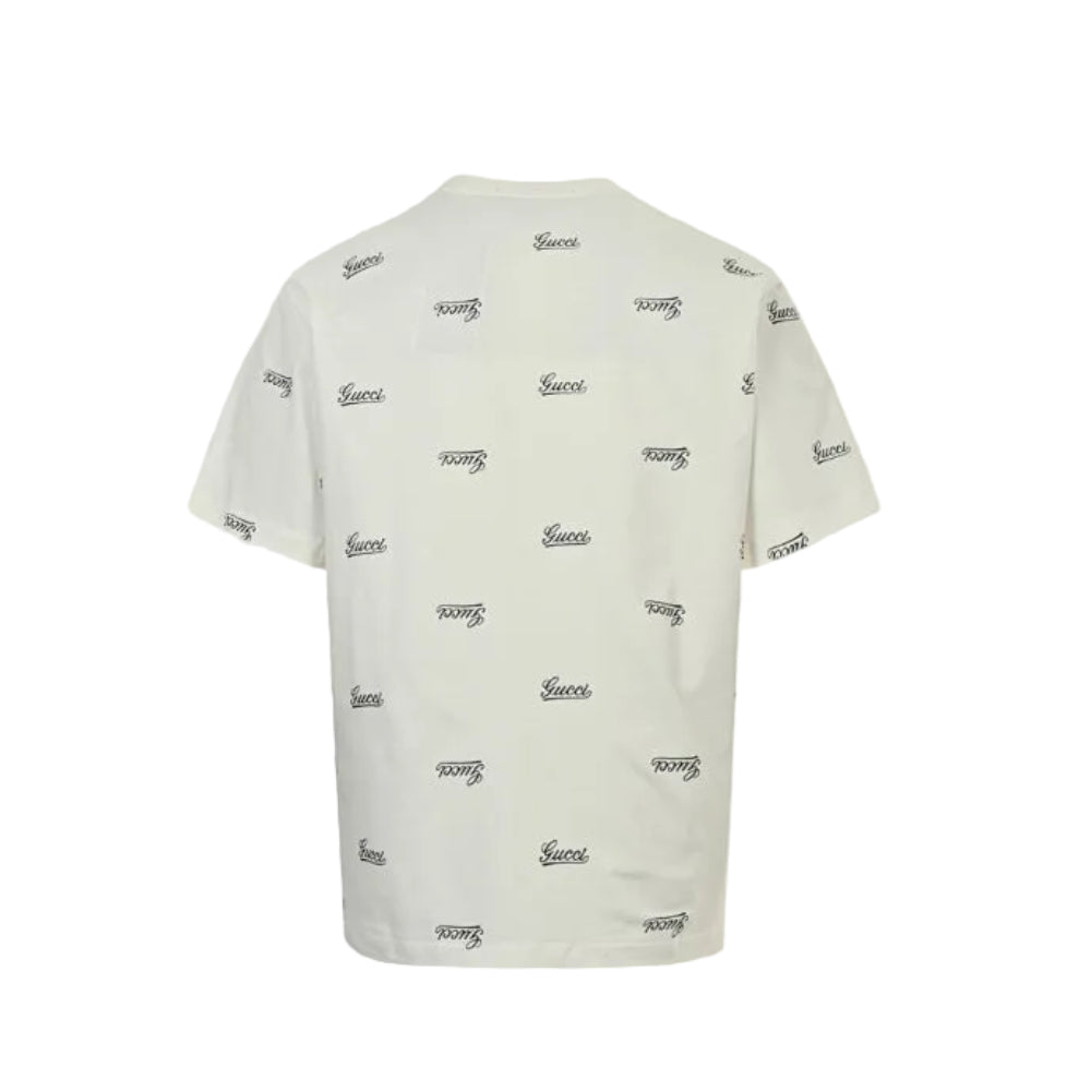 Gucci Off-White All-Over Script Logo Print Heavyweight Tee