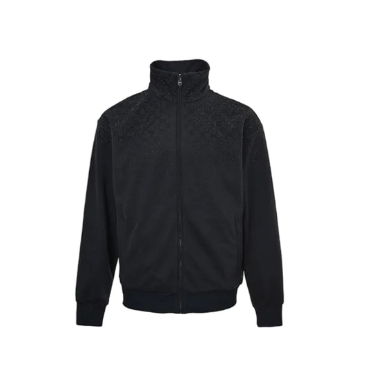 Gucci Black GG Monogram Jacquard Full-Zip Stand Collar Track Jacket