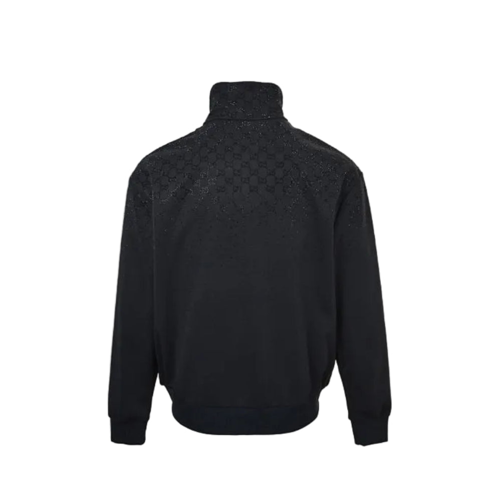 Gucci Black GG Monogram Jacquard Full-Zip Stand Collar Track Jacket