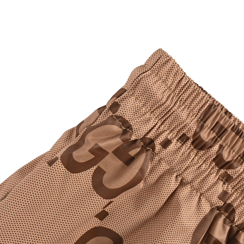Gucci All-Over Dual-Letter Print Swim Shorts – Camel