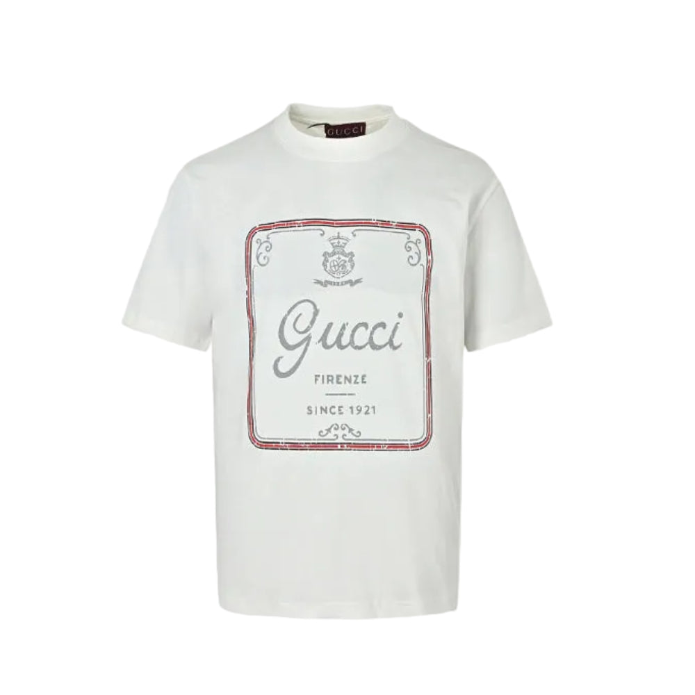 Gucci Ivory Heritage Label Graphic Tee