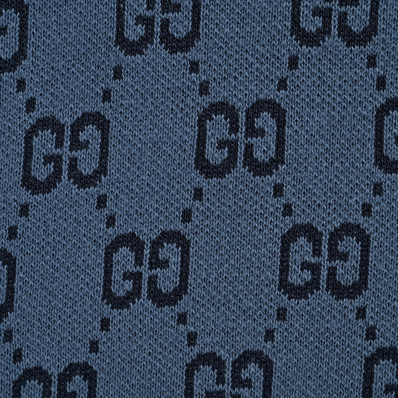 Gucci Steel Blue GG Jacquard Ombré Knit Polo