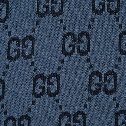 Gucci Steel Blue GG Jacquard Ombré Knit Polo