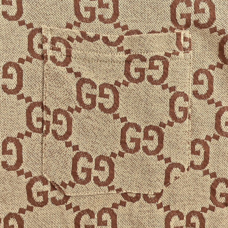 Gucci Beige All-Over Double-G Jacquard Polo Shirt