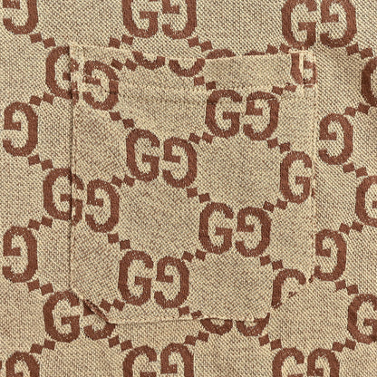 Gucci Beige All-Over Double-G Jacquard Polo Shirt
