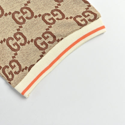 Gucci Beige All-Over Double-G Jacquard Polo Shirt