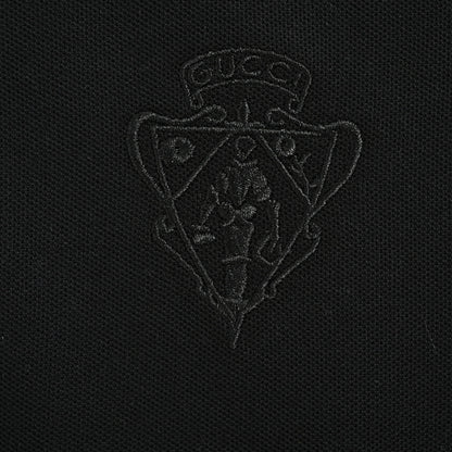 Gucci Black Tonal Crown Embroidered Piqué Polo