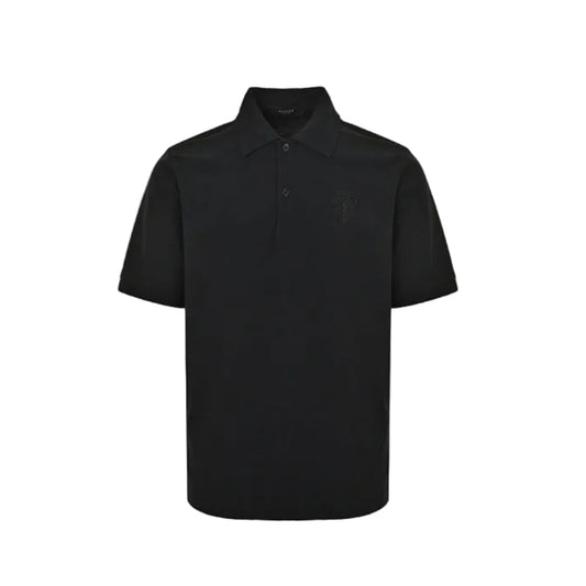Gucci Black Tonal Crown Embroidered Piqué Polo