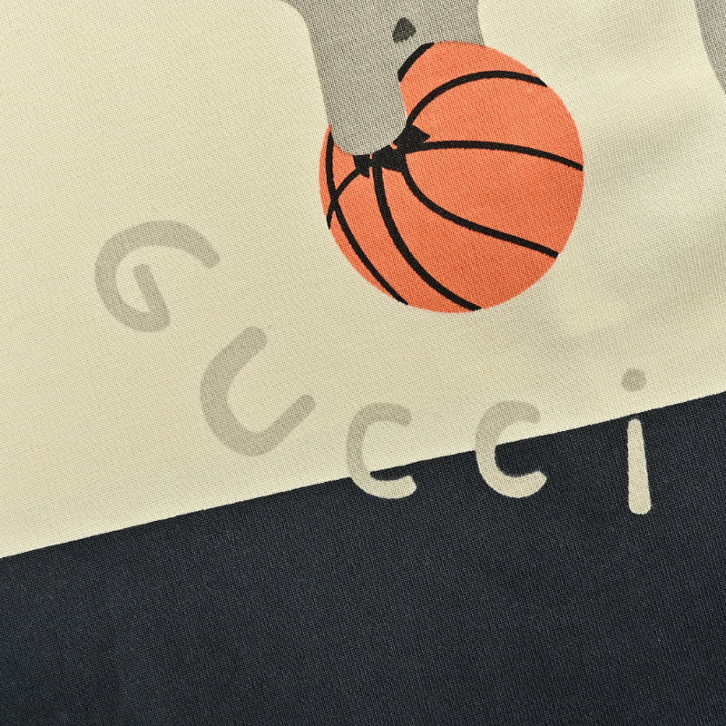 Gucci Cream & Navy Iguana Basketball Colorblock Graphic Tee